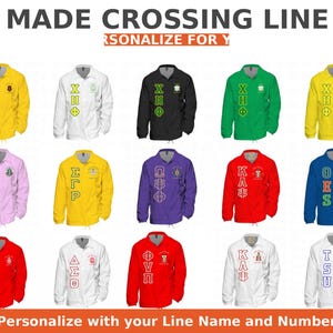 Jas Sorority Line-jas aanpassen, gepersonaliseerd crossjack, coachwindjack, Grieks jasje gepersonaliseerd Naam Nummer Jaar Korting voor Chapter