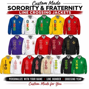 Custom Line Crossing Jacket, Sorority & Fraternity Personalized with Name, Line Number Year, Custom Coaches Jacket Discount for Chapters