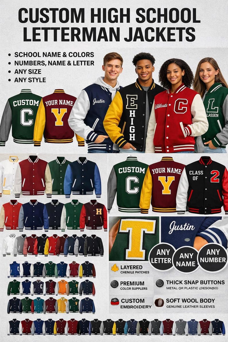Custom Letterman Varsity Jacket Wool Body Leather Sleeves Personalized ...