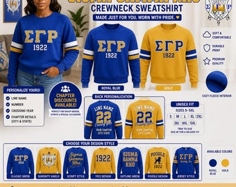 Custom Sigma Gamma Rho Crewneck Sweatshirt | SGRho Sorority Sweatshirt | Personalized Line Name Number Year Chapter | 1922 Crewneck Gift