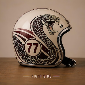 Vintage Cobra Snake Racing Helmet Retro Open Face Motorcycle Helmet
