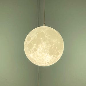 3D Moon Pendant Light, Realistic Resin Globe Ceiling Lamp, Modern Home Decor