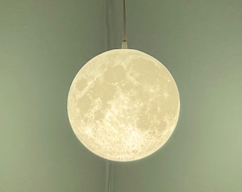 3D Moon Pendant Light, Realistic Resin Globe Ceiling Lamp, Modern Home Decor