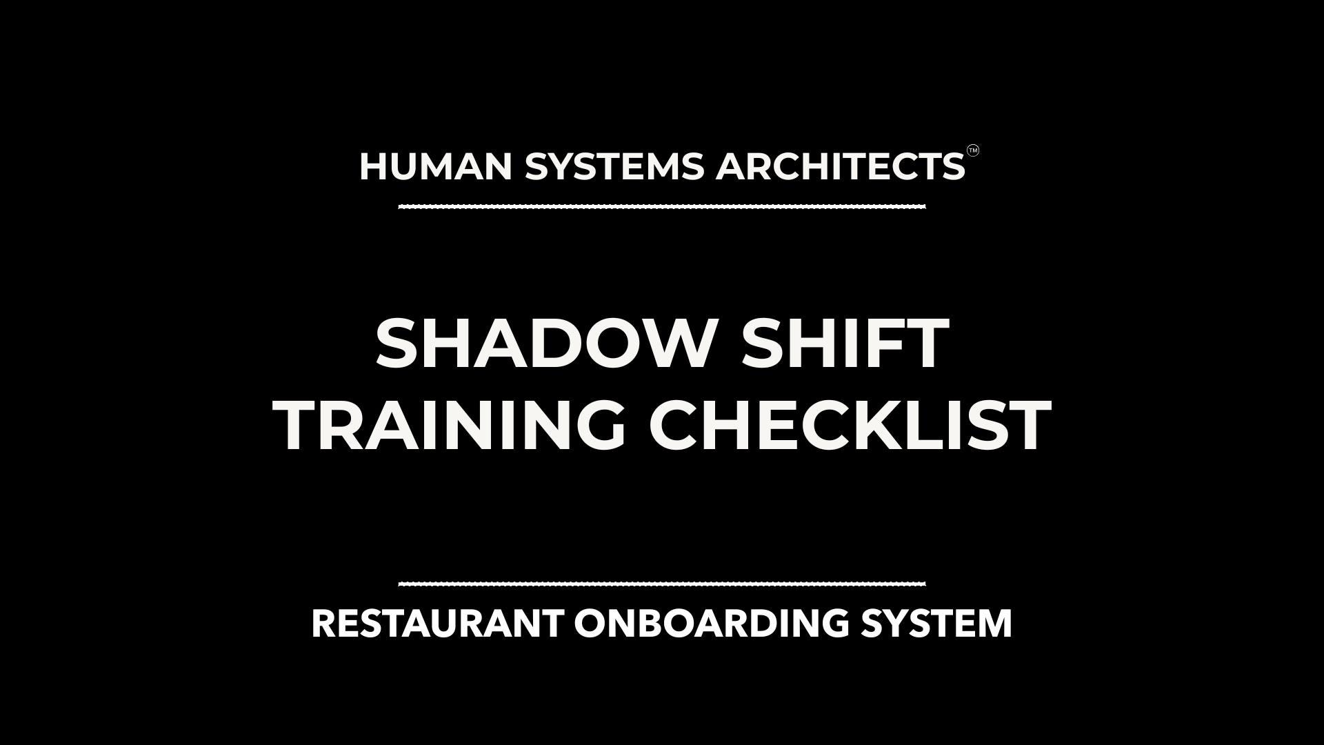 Shadow Shift Training Checklist | Restaurant Onboarding System | Digital Download