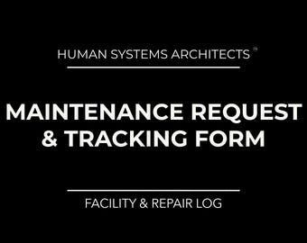Maintenance Request and Tracking Form | Restaurant Repair Log | Digital Download