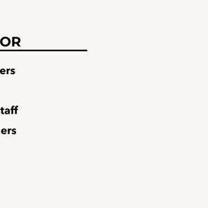Puede incluir: Texto en un fondo crema que dice "BUILT FOR" seguido de una l&iacute;nea horizontal. Debajo de la l&iacute;nea, vi&ntilde;etas enumeran "-New Servers", "-Hosts", "-Support Staff" y "-FOH Trainers".