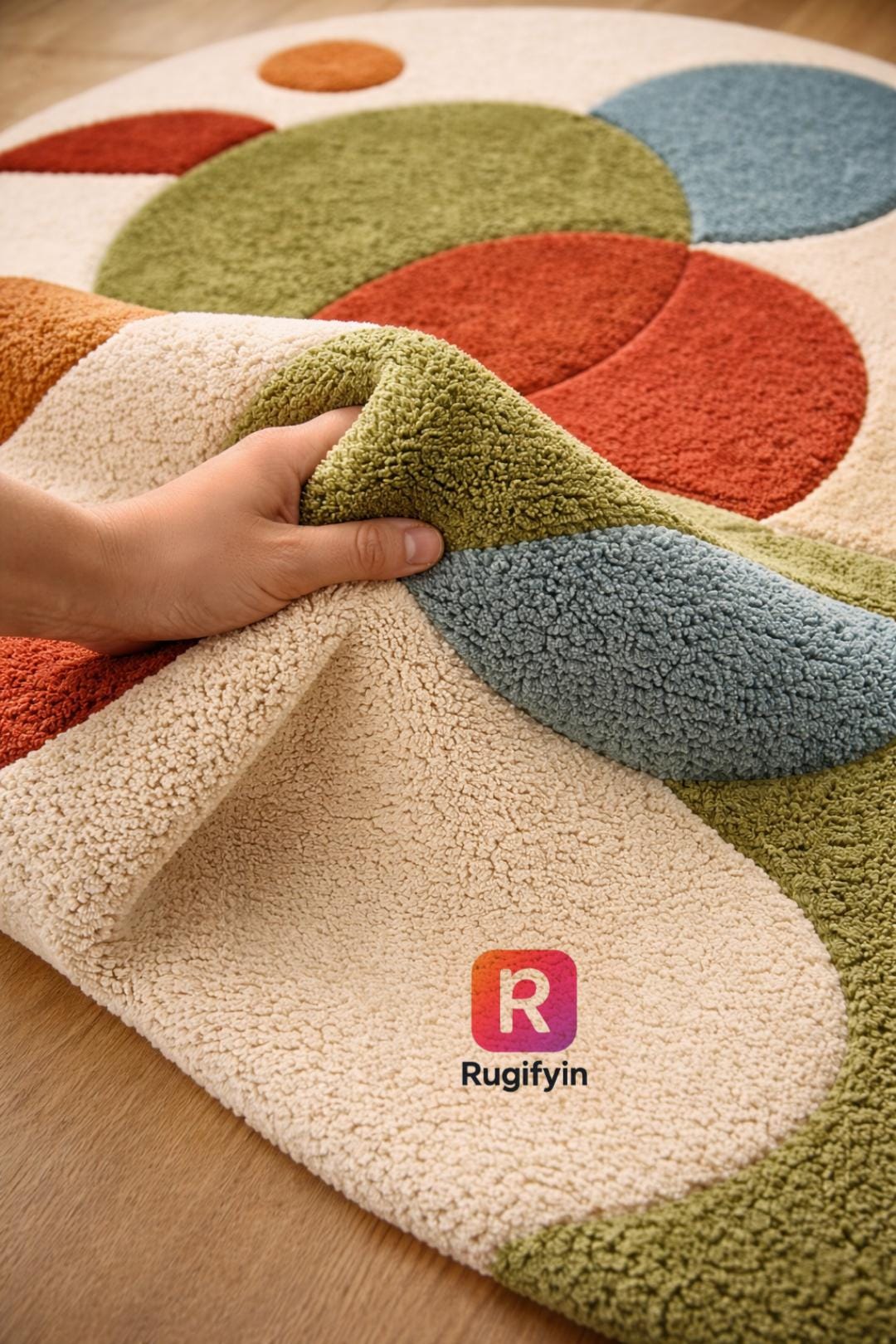 Soft Beige River Pattern Kids Bedroom Rug | Modern Nursery Carpet ...