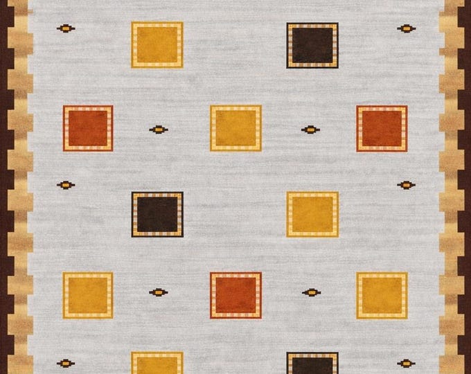 Handwoven Grey & Earth Tone Geometric Kilim Rug – Contemporary Flatweave Carpet