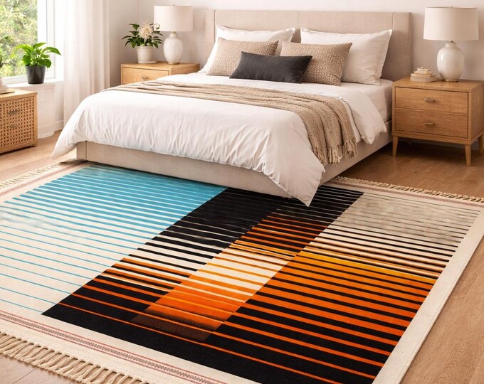 Handmade Flatweave Kilim Rug – Modern Striped Design, 6x9 Ft