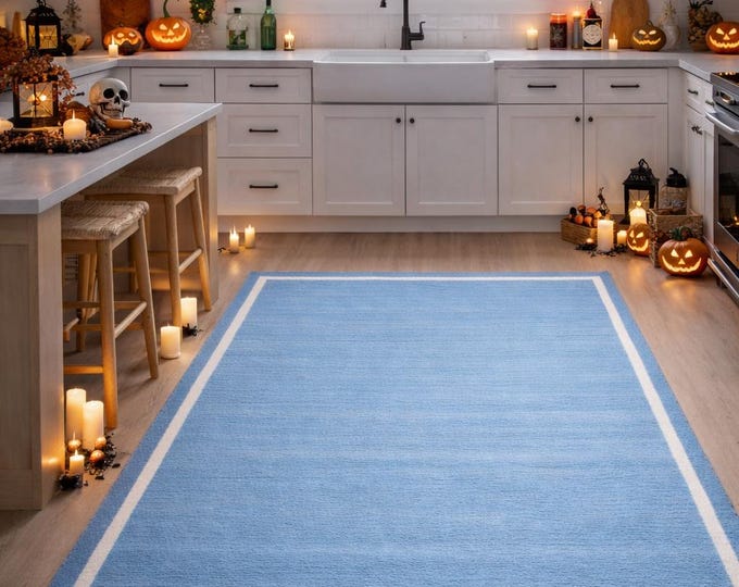 Modern Abstract Organic Shape Tufted Rug, Handmade Modern Area Rug, blue carpet Wavy Designer Carpet for Living Room