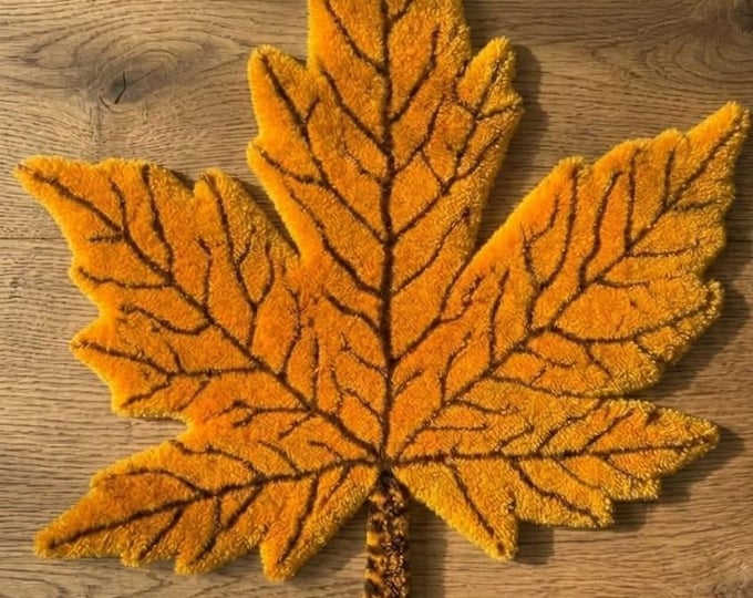 Hand Tufted Leaf Rug – Green Botanical Carpet, Modern Home Décor