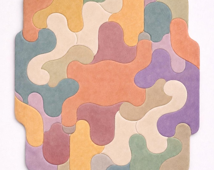 Hand Tufted Abstract Area Rug | Modern Beige Brown Carpet