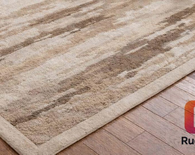 Hand Tufted Beige Abstract Area Rug | Modern Minimalist Decor