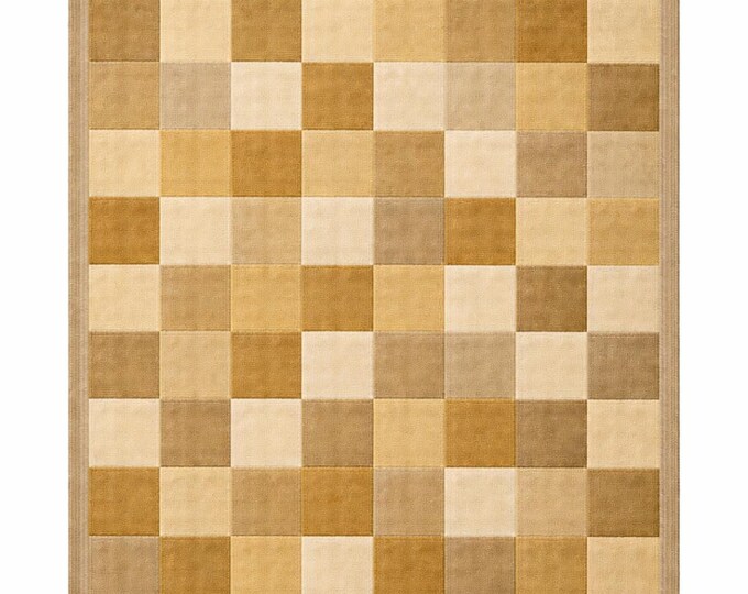 Swedish Marianne Richter Gold Checked Inspired Kilim Rug, Soft And Simple Care washable Carpet,