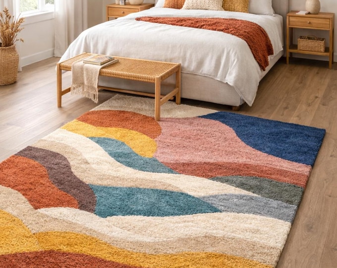 Hand Tufted Loyal rug Modern Abstract Organic Shape Tufted Rug, Handmade Modern Area Rug, Geometric Rugs.Custom Rugs.