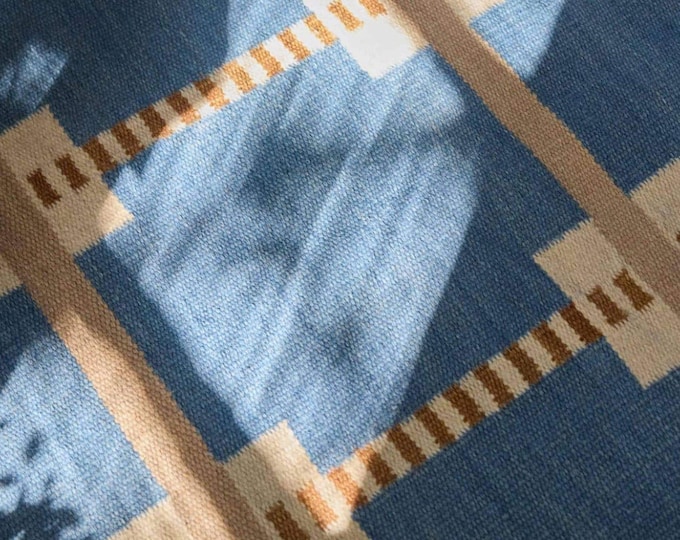 Handmade Wool Kilim Rug: Swedish inspired, Geometric Flatweave 6x6, 4x12 runner kilimrug.