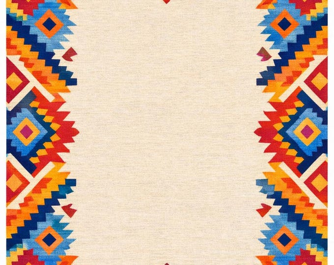 Handwoven Multicolor Geometric Kilim Rug with Cream Base – Traditional Flat Weave Carpet