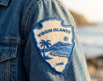 Virgin Islands Patch, National Park Arrowhead Badge, Vintage Caribbean Iron On Patch, Beach Travel Jacket Decor, Gift