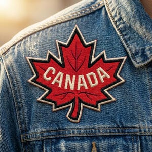 Canada Maple Leaf Patch, Vintage Canadian Iron On Patch, Large Red Leaf Badge, Travel Souvenir Jacket Decor, Maple Gift