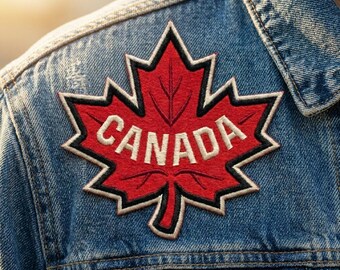 Canada Maple Leaf Patch, Vintage Canadian Iron On Patch, Large Red Leaf Badge, Travel Souvenir Jacket Decor, Maple Gift