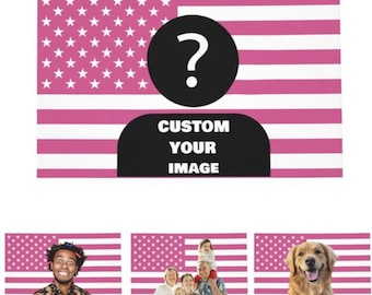 Custom Color American Flag Tapestry: Personalize with Your Photo (Decor/Gift)