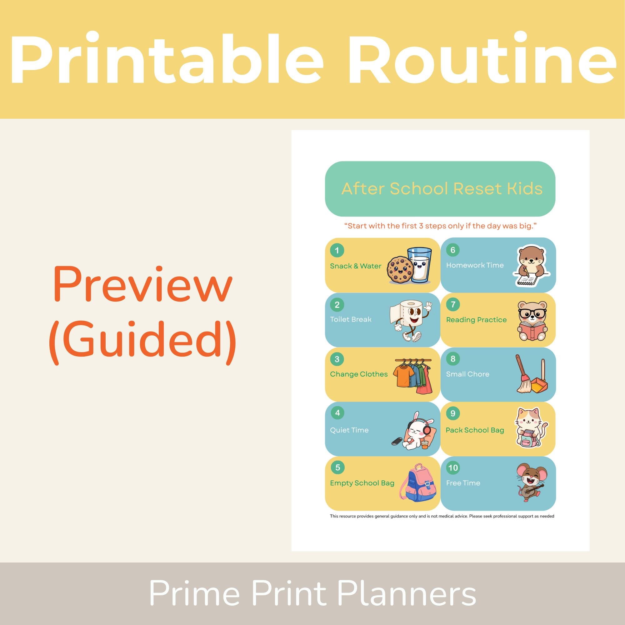 Kids After School Routine Chart Printable | Visual Schedule | ADHD ...