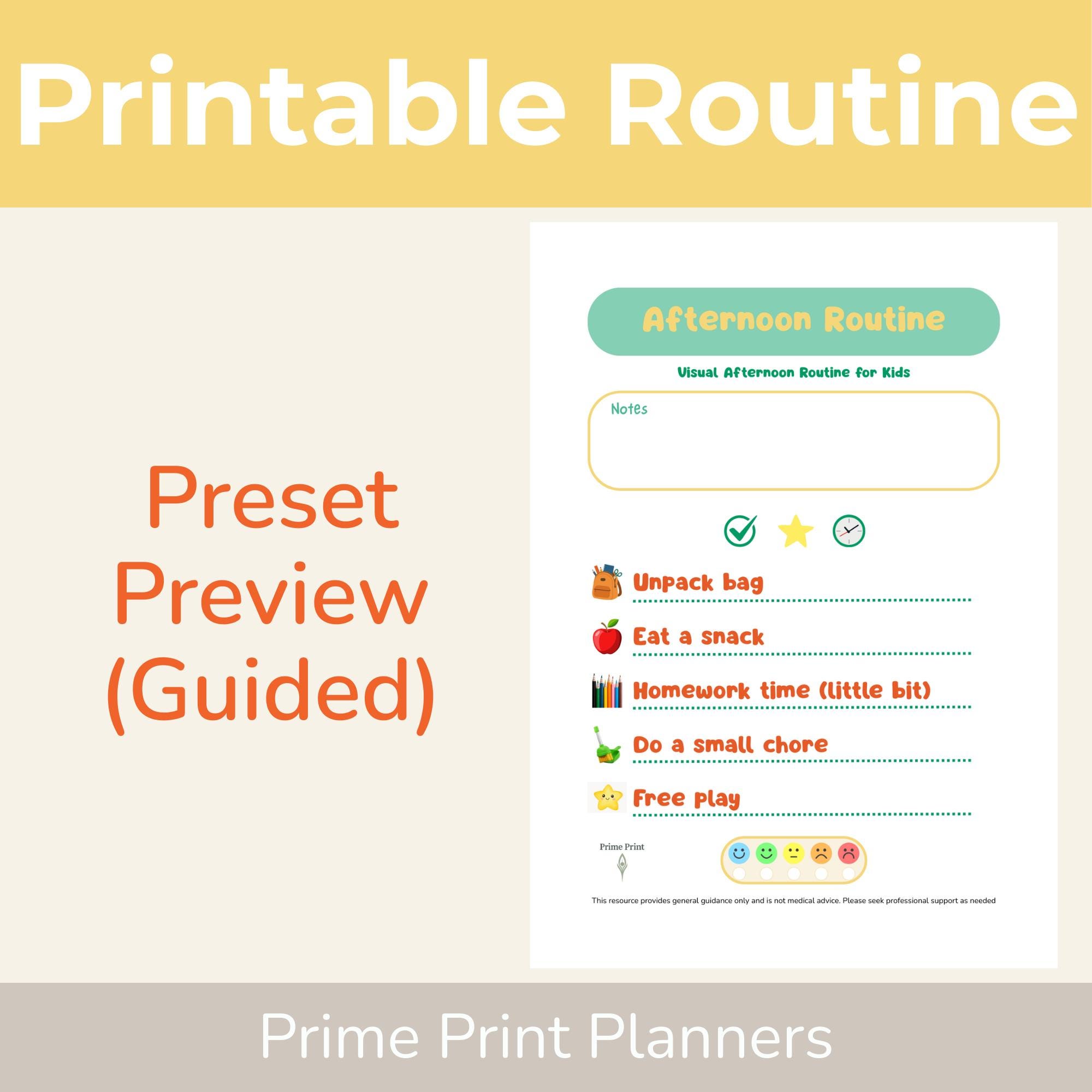 Kids Afternoon Routine Chart Printable | After School Visual Schedule ...