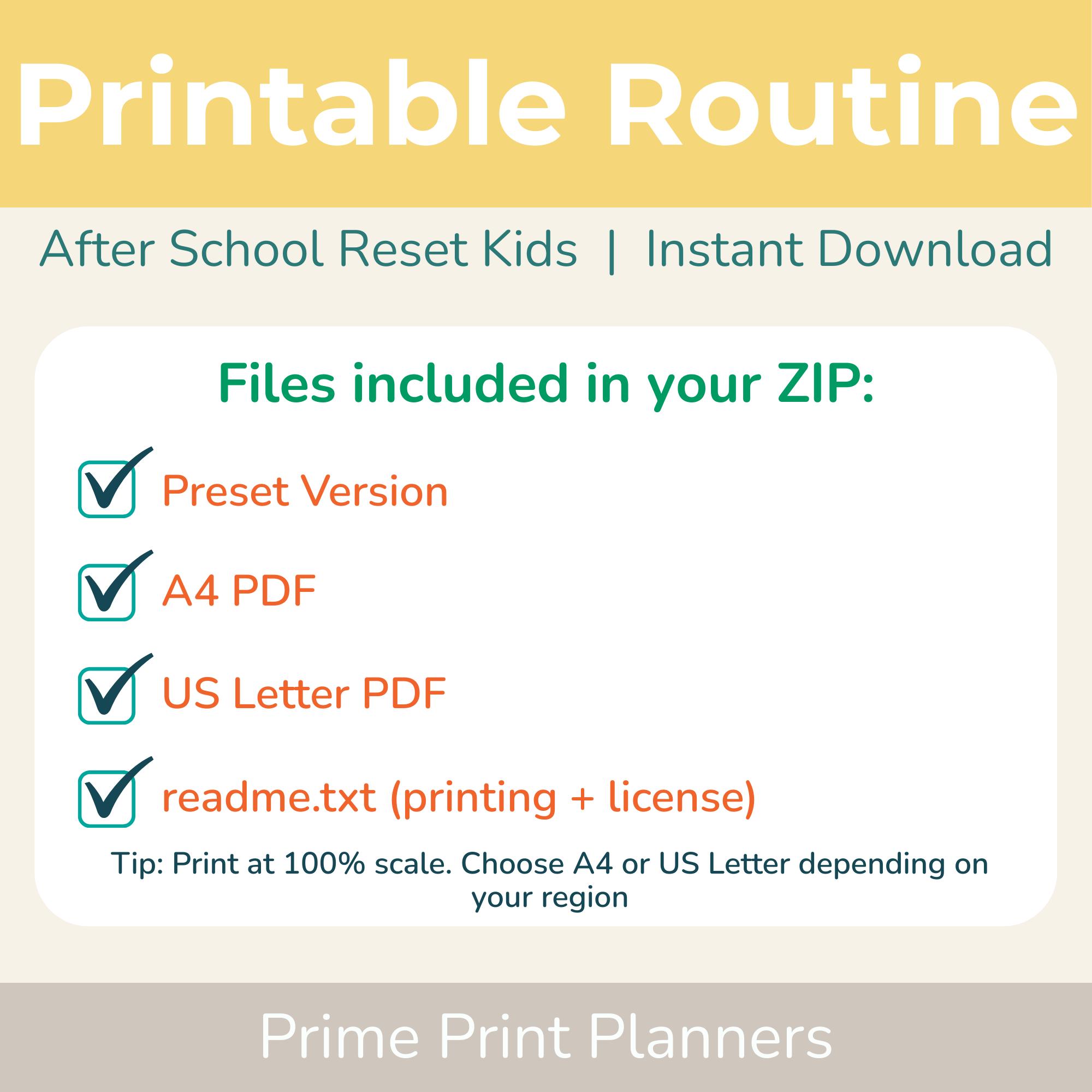Kids After School Routine Chart Printable | Visual Schedule | ADHD ...