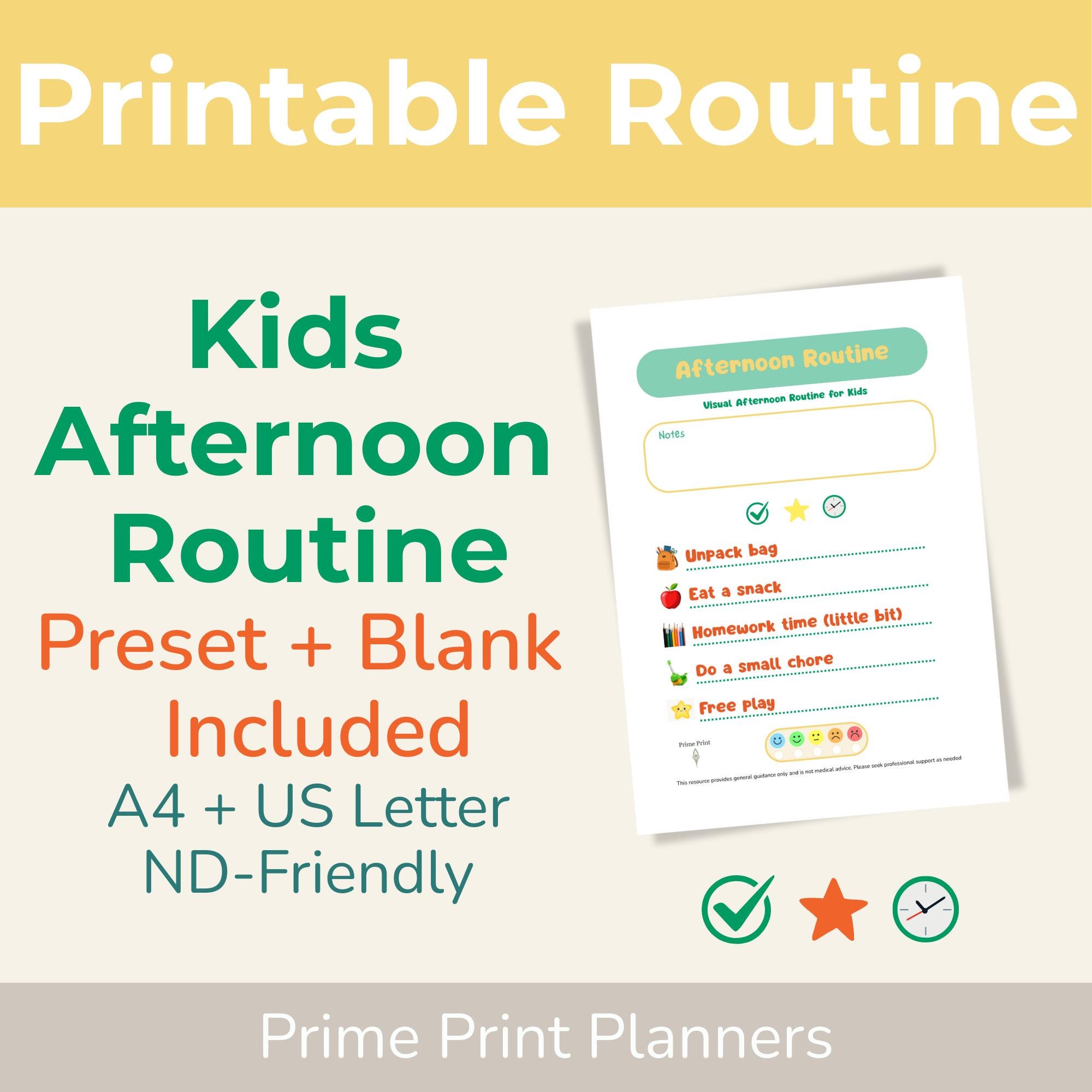 Kids Afternoon Routine Chart Printable | After School Visual Schedule ...