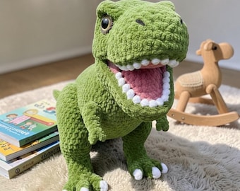 Patron au crochet T-Rex PDF, jouet dinosaure Amigurumi pour débutant (téléchargement numérique)