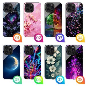 Funda para teléfono con luces LED deslumbrantes y diseño de flores coloridas, resistente a golpes y con cristal templado para iPhone 17-13, Samsung S26-S21, Fold3-7, A12-A71