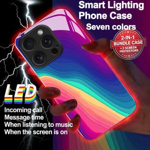 Regnbågsdesign Glödande Telefonskal Färgskiftande Glasskal Stötsäkert För iPhone 17 16 15 14 13 Samsung S26 S25 S24 S23 S22 S21