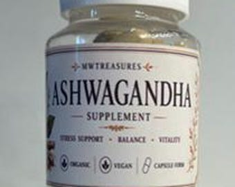 Organic Ashwagandha Capsules | Plant-Based Herbal Supplement | Daily Wellness Support | 500mg | 60 Count