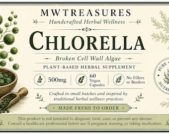 Organic Chlorella Capsules | Vegan Green Algae Supplement | Plant-Based Wellness Capsules | 500mg | 60 Count