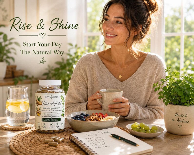 Rise & Thrive Herbal Superfood Blend Capsules | Turmeric, Ginger, Ashwagandha, Spirulina, Moringa image 7
