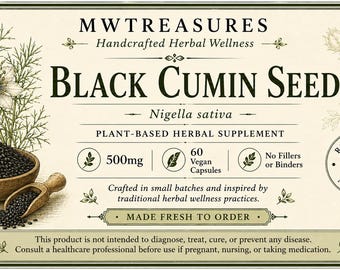 Organic Black Cumin Seed Capsules | Nigella Sativa Supplement, 500mg (60 Count)