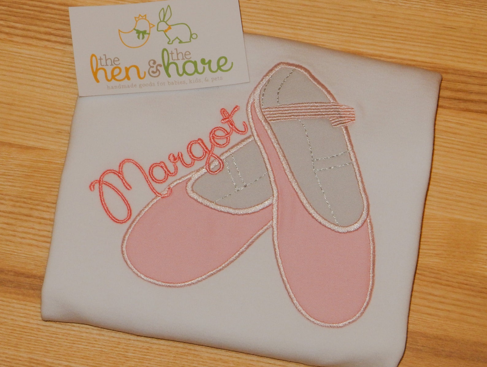 ballet slippers shoes dance class team personalized embroidered with name or initials shirt or onesie custom made applique gift