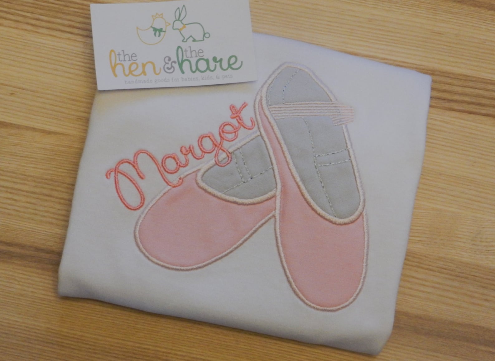 ballet slippers shoes dance class team personalized embroidered with name or initials shirt or onesie custom made applique gift
