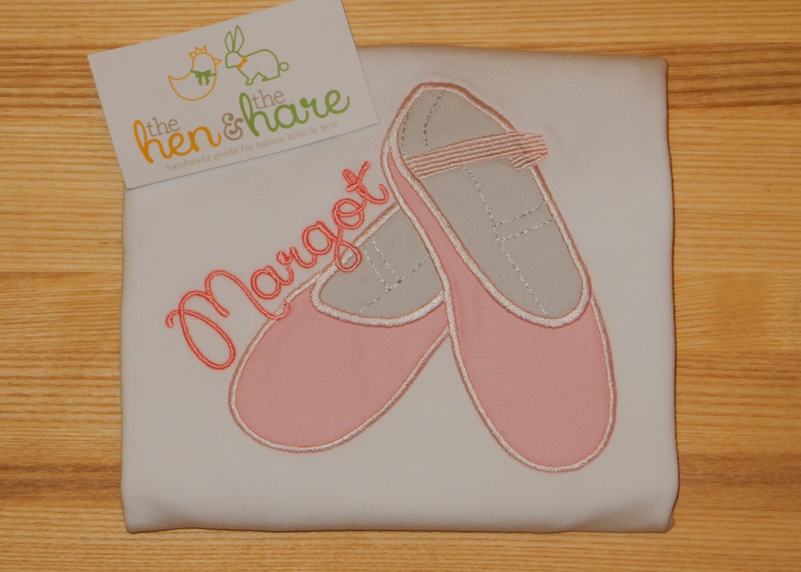 ballet slippers shoes dance class team personalized embroidered with name or initials shirt or onesie custom made applique gift