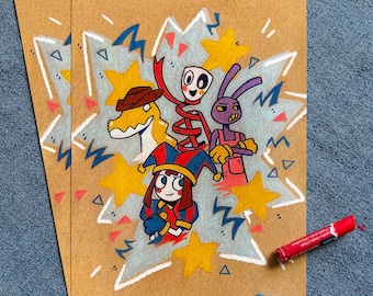 The Amazing Digital Circus Oil Pastel Print (READ DESC)