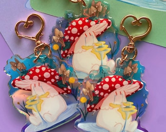 Crying Mushroom Holographic Keychain, Art Print and Sticker