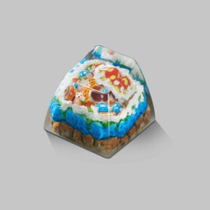 Tecla artesanal Mushroom Garden: Tecla de resina hecha a mano para teclado mecánico, perfil SA cold