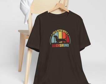 Retro Dachshund Shirt, Vintage Sunset Wiener Dog Tee, Life Is Better Dog Lover Gift