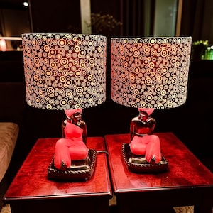 Vintage Mid Century Chalkware Figural Lamps – Restored Hollywood Regency Pair