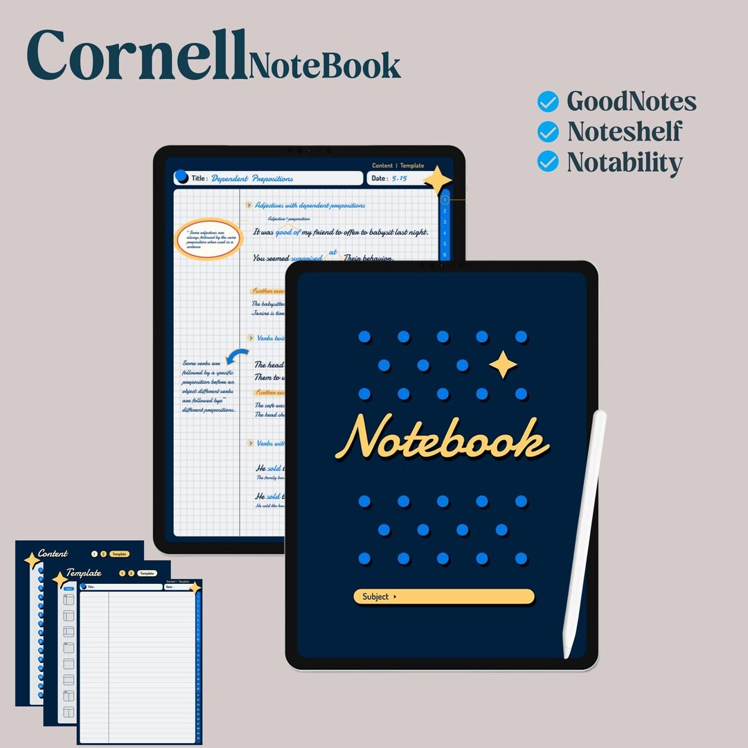 Digital Notebook, Goodnotes Notebook Template, iPad Notebook, Student