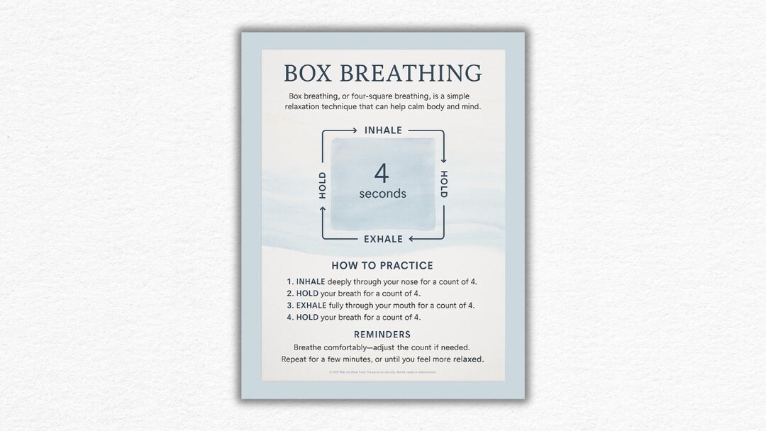 Box Breathing Printable | Calming Breathing Exercise for Stress ...