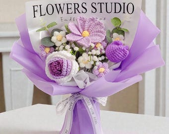 Crochet Flower Bouquet, Handmade Yarn Gesang Daisies, Anniversary Gift