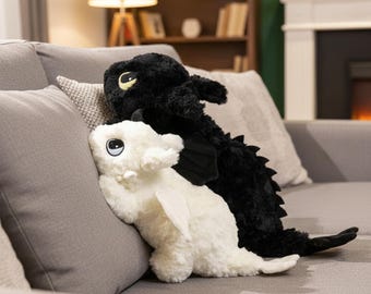 Night Fury Dragon Plush Toy | Toothless Inspired Weighted Pillow (40cm, 60cm)