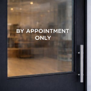Vinyldekal endast enligt överenskommelse | Minimalistisk skylt för butiksdörr