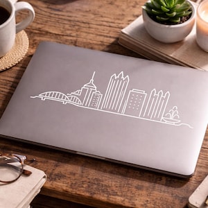 Pittsburgh City Skyline Vinyl Decal | Minimal Line | Laptop & Car Window Sticker